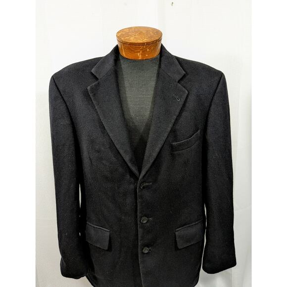 OSCAR DE LA RENTA! CASHMERE & WOOL WINTER WEIGHT BLACK JACKET SPORT COAT! SZ 42R - Picture 4 of 10